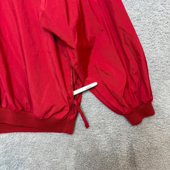Vtg IZOD Windbreaker Men L Red PACKABLE Pullover Long Sleeve Nylon V-Neck 90s - Picture 5 of 7
